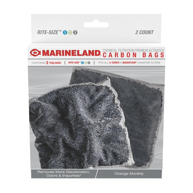 Marineland Carbon Bags, 2 Count, Support Chemical Aquarium Filtration, Rite-Size S, T and X, Fit All C-Series and Magniflow Canister Filters - Image 1
